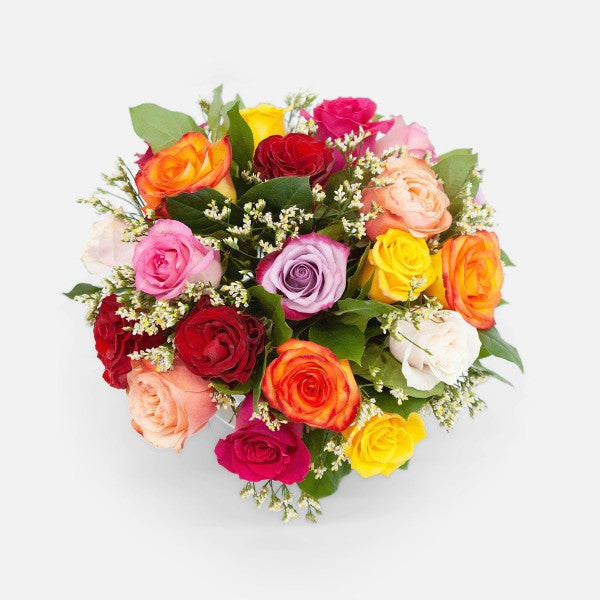 Multicolored Roses In a Fishbowl