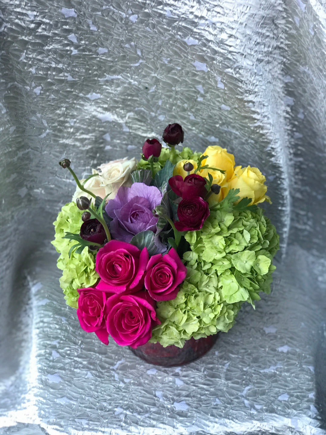 Hydrangea mix in a cylinder