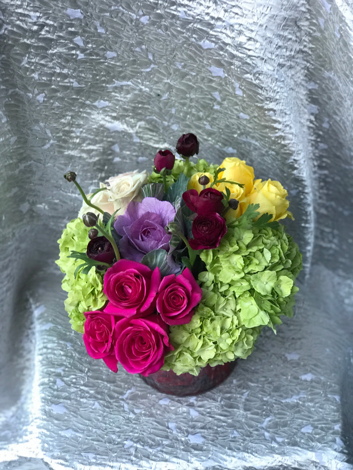Hydrangea mix in a cylinder