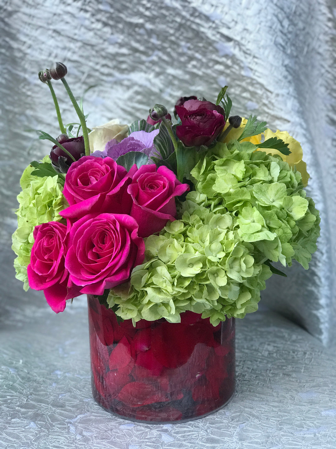 Hydrangea Mix In A Cylinder
