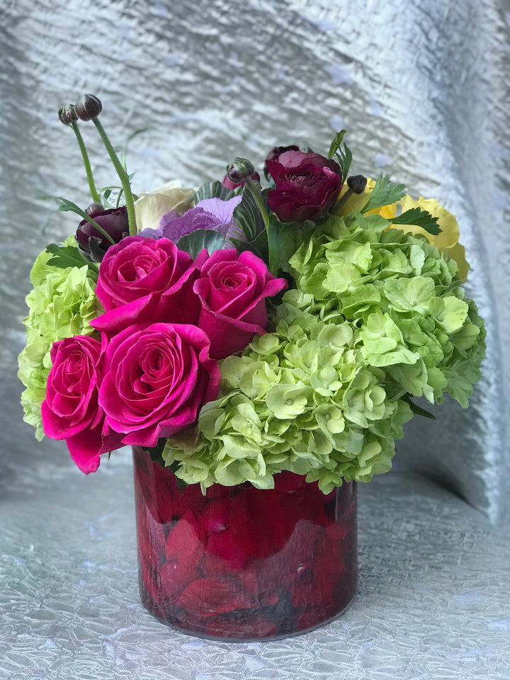 Hydrangea Mix In A Cylinder