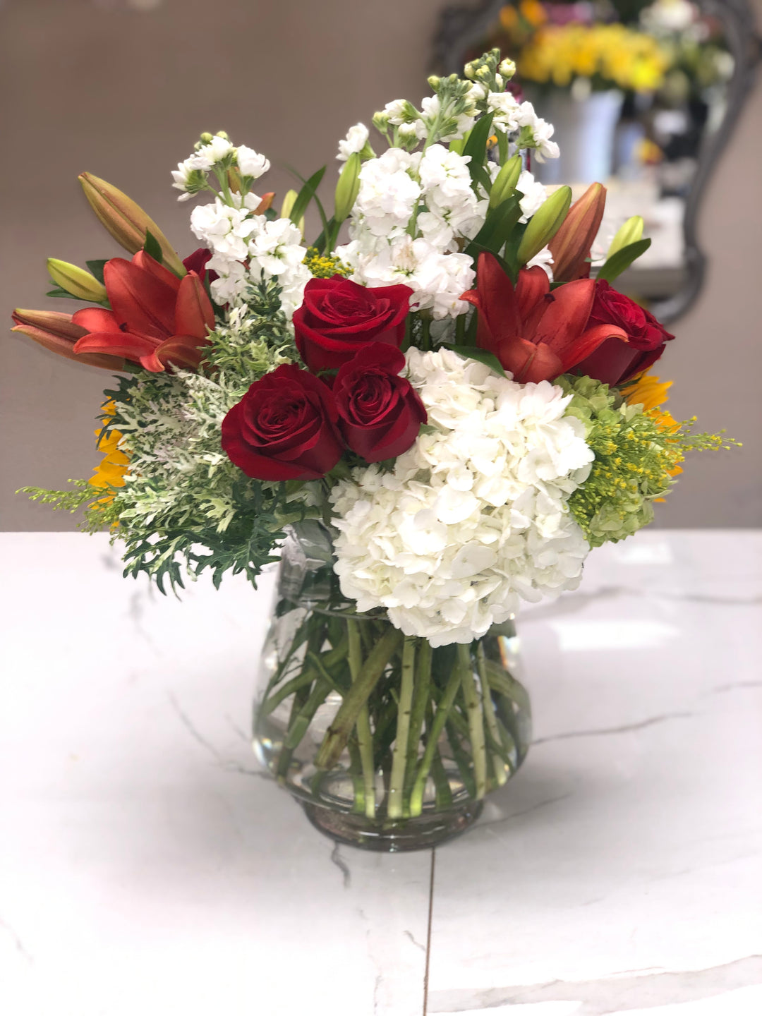 Garden Mix in a cylinder vase