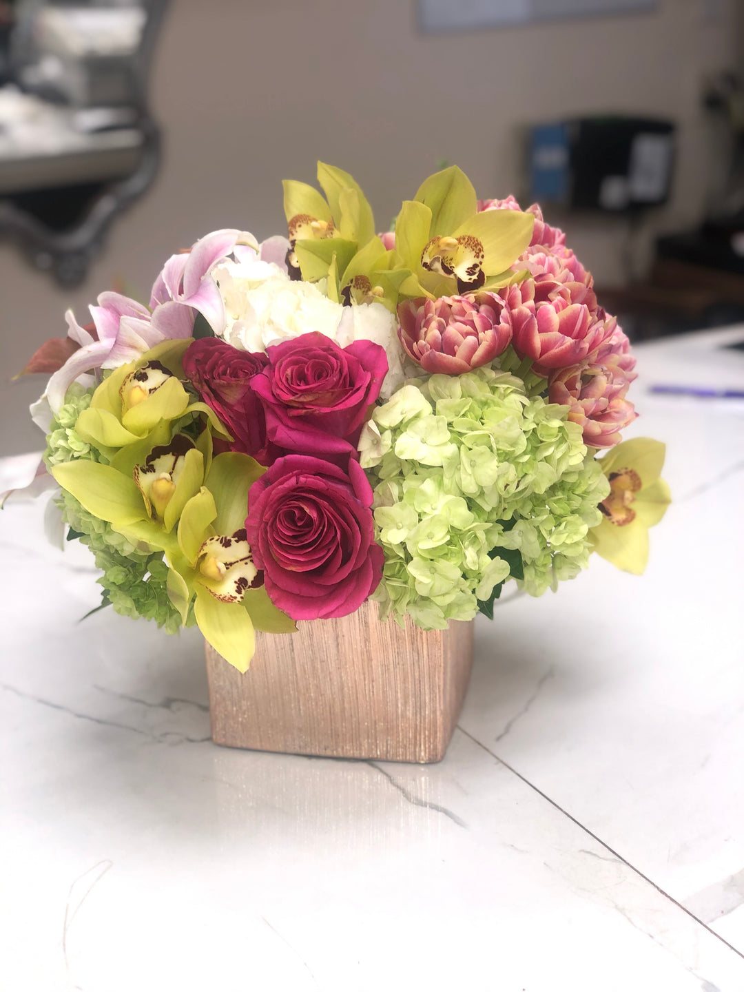 Colorful Bundles In A Square Vase