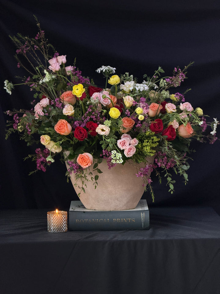 Sunset Garden Symphony – Luxury Garden Rose & Seasonal Designer Arrangement