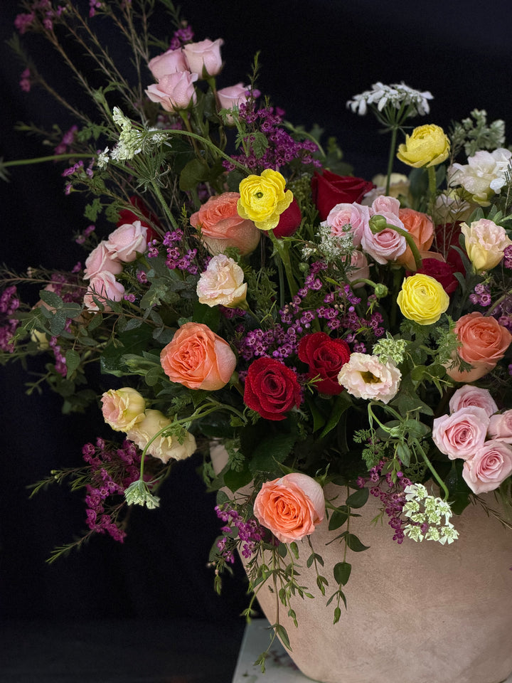 Sunset Garden Symphony – Luxury Garden Rose & Seasonal Designer Arrangement