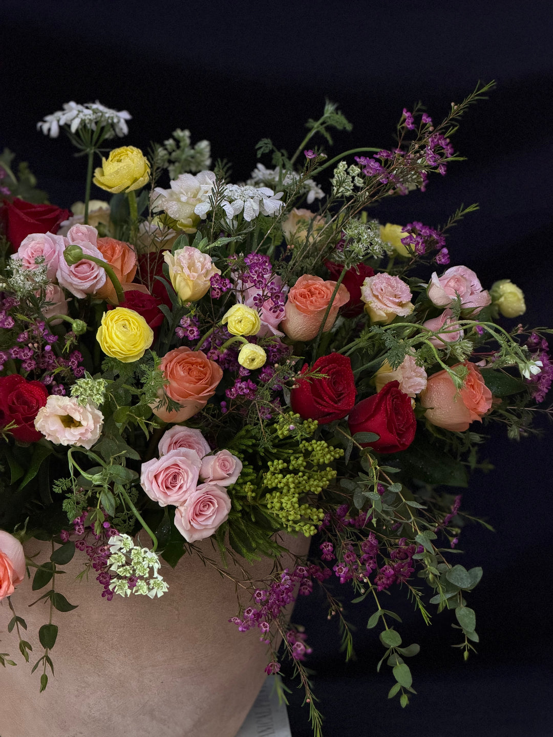 Sunset Garden Symphony – Luxury Garden Rose & Seasonal Designer Arrangement