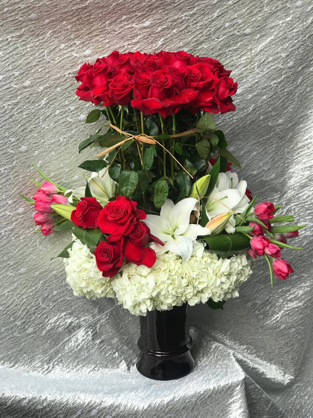 Tall Rose Arrangement In A Vase